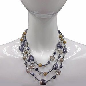 Multi Strand Statement Gemstone Necklace
